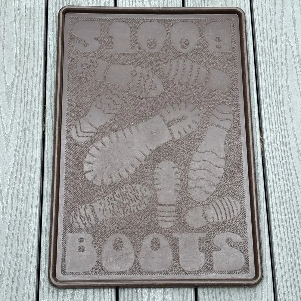 vintage sterilite Brown Plastic Boot Shoe Sneaker Embossed Floor Mat 80s 90s